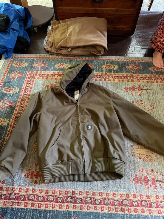 Carhartt Other - Carhartt Olive Brown Hooded Canvas Jacket